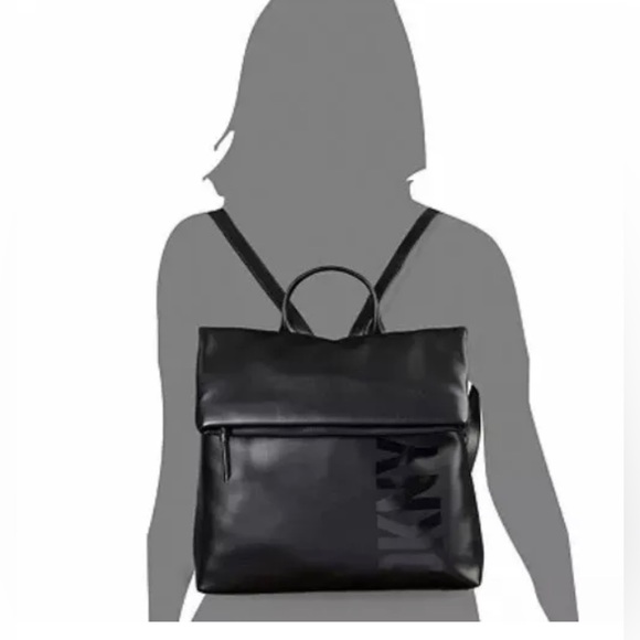 DKNY TIILLY, All Black Logo Medium Backpack/Handbag. - Picture 5 of 8